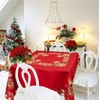 Grelucgo Embroidered Christmas Holiday Red Tablecloth (Square 54 Inches)