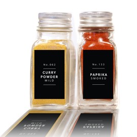 Lovable Labels Farmhouse Minimalist Black Spice Jar Labels - 184 Preprinted + 8 Blank Write-on Stickers Dishwasher Save & Waterproof Great for Spices and Seasonings Set to Organize Your Spice Rack
