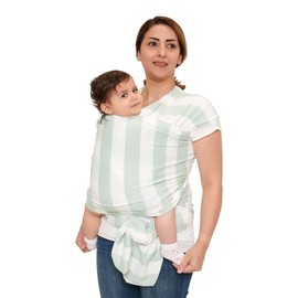 Baby Garden Baby Sling for Newborns up to 18 kg - Elastic Sling - Ergonomic Carry - Mint - White - Includes Storage Bag