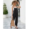 Flygo Women's Fashion Cotton Linen Overalls Loose Fit Sleeveless Straps