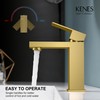 KENES Brushed Gold Bathroom Faucets, Modern Single Hole Lavatory Vanity