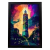 Nacnic Taipei 101 Oil Painting Style Poster. Illustrations of monuments