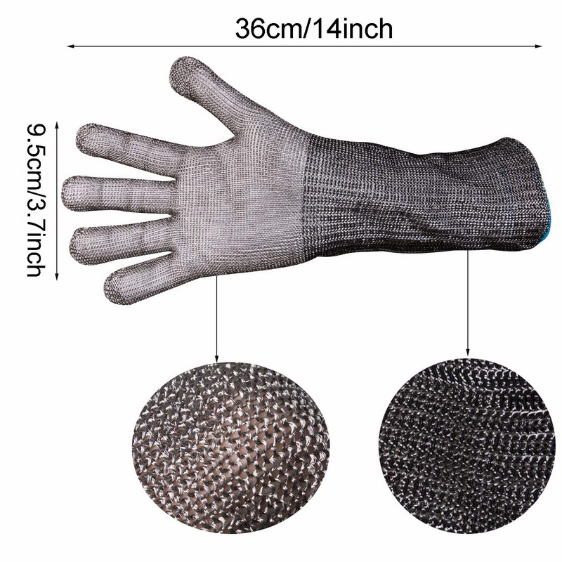 ThreeH Protective Gloves Extend Sleeves 14 Inch 316L Stainless Steel