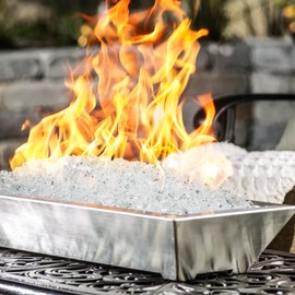 Onlyfire 10 lbs Fire Glass for Propane Fire Pit, 1/2-Inch High Luster Fireplace Glass Rocks for Fire Pit Table, Platinum