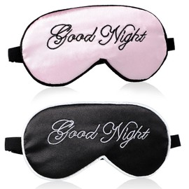 2 Pieces Silk Sleep Eye Mask for Men and Women Silk Eye Cover Adjustable Strap Satin Night Blindfold Eyeshadow Cover Silk Sleep Mask for Night Sleep, Travel