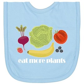 inktastic Vegan Eat More Plants Vegetarian Newborn Bib Light Blue 3241d