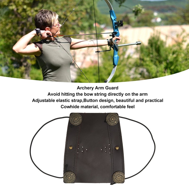 Archery Arm Guard Adjustable Strap Second Cowhide Arm Protector Pad