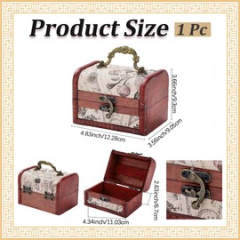 CALFOVERA Retro Small Wooden Pirate Keepsake Box Vintage Treasure Chest Mini European Decorative PU Leather Jewelry Stroage Cases with Handle for Jewelry Pearl Trinkets Birthday Gifts