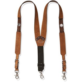 Nocona Belt Co. Men's Buffalo Nickel Basket Leather Suspender, tan, X-Large