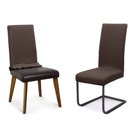 BEAUTEX Chair Covers Sets Elastic Stretch Cover Jersey Cotton Seat Cover for Chair – Set of 4, Colour: Dark Brown