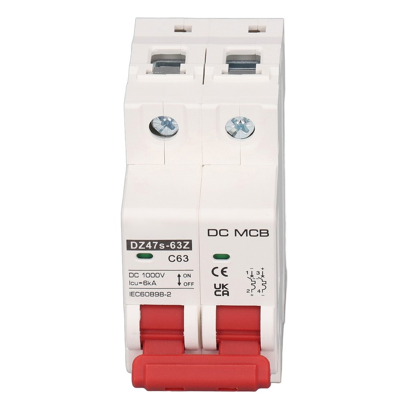 DC Circuit Breaker 2P 63A 6KA Breaking Capacity DIN Rail