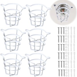 RosyOcean (6 Pack) White Fire Sprinkler Head Guard for Both 1/2" & 3/4" Sprinkler Head for Protecting Flush Mount & Side Wall & Semi - Recessed Sprinkler Head Cover Cage