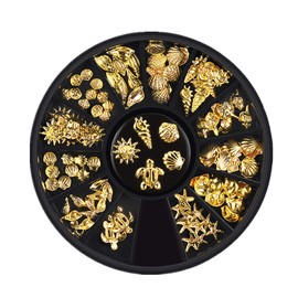 Kingsie Set of 2 Studs Silver Gold Nail Parts Shell Shell Starfish Nail Art Parts Ocean Summer Gel Nail