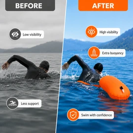Inflatable Swim Buoy for Open Water – Lightweight PVC Tow Float for Training, Kayaking & Beach Use