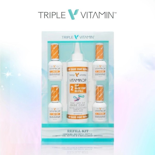 Triple Vitamin Dipping REFILL KIT BASE COAT - 8oz +