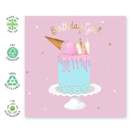 CENTRAL 23 - Cute Birthday Card for Girls - 'Birthday Girl' - 11th Birthday - Sweet Birthday Card for Her - Daughter Birthday Card - Comes with Cute Stickers