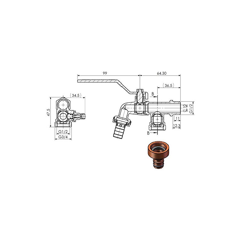 Double Duo Outlet Garden Tap Ball Valve Faucet Red Handle