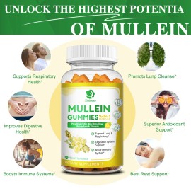 Lukaree 10:1 Mullein Leaf Extract Gummies for Lung Cleanse, Extra Strength 10000 MG US
