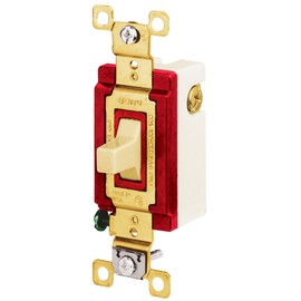 Bryant Electric 4921I Toggle Switch, Single-Pole, Double-Throw, 3-Position, 2-Circuit, Momentary Contact "Center Off", Industrial, 20 Amp, 120/277 VAC, Ivory