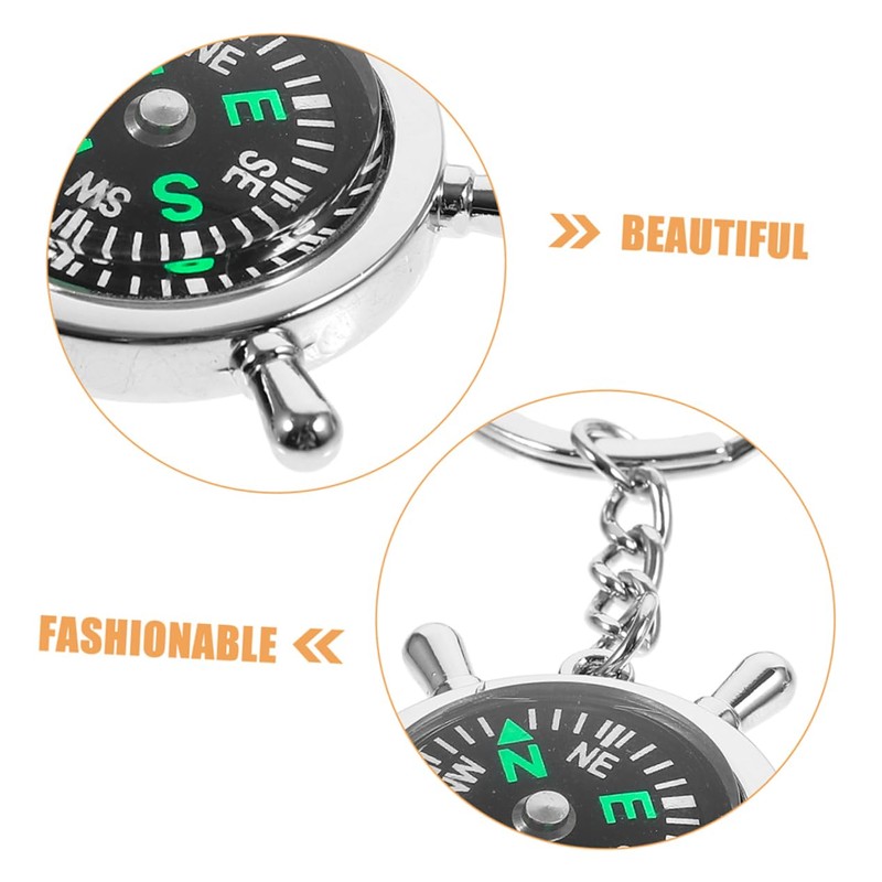 WOONEKY 1 Pair Compact Compass Keychain Lightweight Tool for Hiking