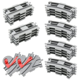 Rail Set - Compatible with Leading Duplo Bricks - Includes Straights, Curves and Turnouts - 28 Piece Ideal for Ages 3+