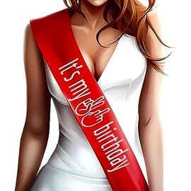 SonaGear 21st Birthday Sash, Perfect 21 Year Old Birthday Gifts for Her, Celebrate Your 21st Birthday in Style (Red, It's my 21 Birthday)