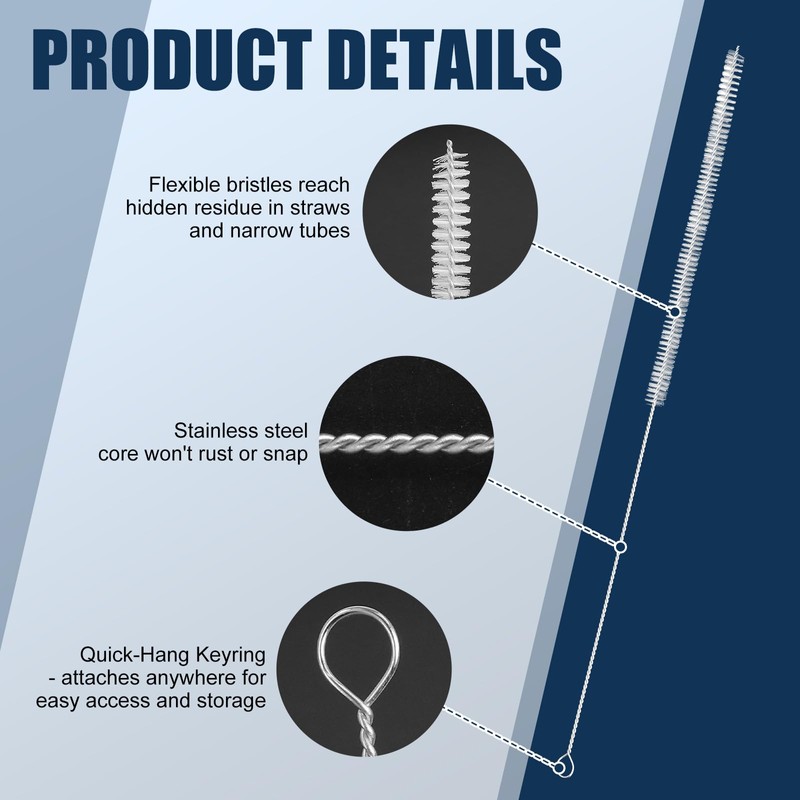 Podoy Straw Brush Pipe Cleaner with 18" Long White Nylon