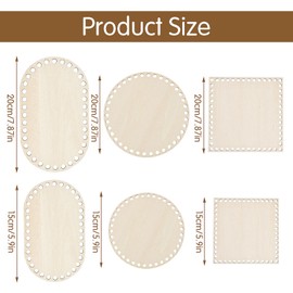 RFYTDCF Pack of 6 Basket Base for Crocheting, 3 Shapes Pocket Base Made of Wood Basket Weave Set with Holes Hollow Crochet Basket Wooden Base Crochet Accessories for DIY Baskets Purse Accessories (15