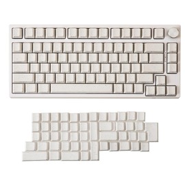 GK GAMAKAY 131 Keys Side Printed White Keycap Set, Shine Through Custom Keycaps, PBT Original Cherry Profile Keycap for 61/64/68/75/81/87/104/108 Layout Mechanical Gaming Keyboard (White-Grain)