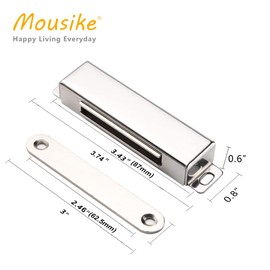 Mousike Magnetic Door Lock 30kg Strong Stainless Steel Cabinet Magnets for Kitchen Cabinet Wardrobe Cupboard Door Lock (Silver, Pack of 4)