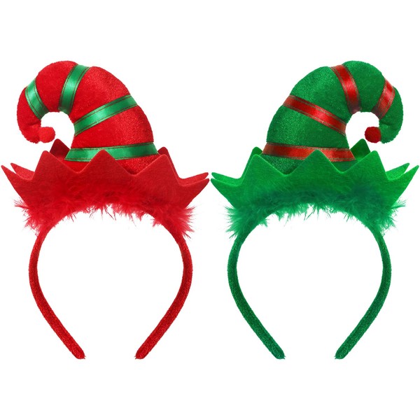 WILLBOND 2 Pieces Christmas Reindeer Antlers Headband Elf Hat Headband Deer Headband for Girls Women Christmas Party Favors (Ox Horn)