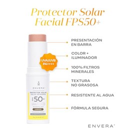 ENVERA  Protector Solar Facial y Corporal 3 en 1 FPS 50 UVAUVB, PA  15gr  Humectante, Antioxidantes  Bloqueador Solar en Barra Hipoalergnico...       