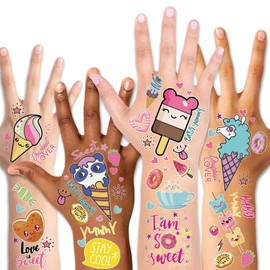 Konsait Temporary Tattoo for Kids, Fake Waterproof Tattoo Stickers For Children Girls Candy Lollipop Ice Cream Sweet Tattoos Party Favours, 15 Sheets