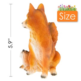 CLEVER GARDEN Cute Resin Garden Statue Decoration, Outdoor Lawn Yard Polyresin Animal Figurine Sculpture Ornament Décor, Fox Family