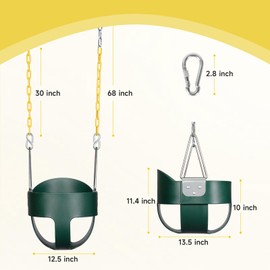 DECORLIFE Toddler Swing Seat, Support 330lb, High Back Full Bucket Baby Swing Seat with Coated Chains, Outdoor Swing Sets Accessories for Backyard