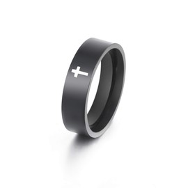 Dreamtimes Cross Ring Stainless Steel Ring Christian Jesus Christ Lord Cross Ring Prayer Jewellery for Men Women Silver Colour, Stainless Steel