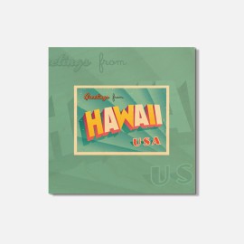 Unbranded Hawaii USA State Greetings Retro 4'' X 4'' Square Wooden Coaster
