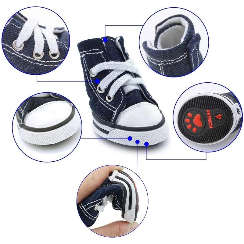 OUPEI 4 Piezas de Zapatos Deportivos de Lona para Perros