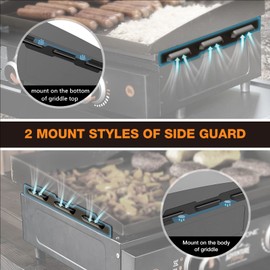 MeWeBlue Wind Guards for Blackstone 22 Inch Griddle, Grill Accessories for Griddle Grill and Camping, MeWeBlue 5018 Magnetic Stainless Steel Wind Screens Protect Flame Hold Heat, Compatible with Hood, Black