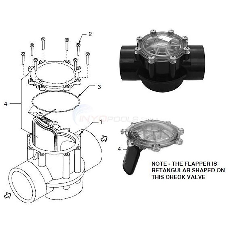 ATIE Pool 7056 Check Valve Cover with Flapper Assembly Compatible