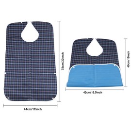 REBECASKYENS 2 Pack Washable Adult Bibs for Elderly, Reuasable Adult Dining Bibs for Eating for Men, Women, Waterproof Feeding Bibs Clothing Protectors for Adult, Elderly and Disabled(Blue & Green)