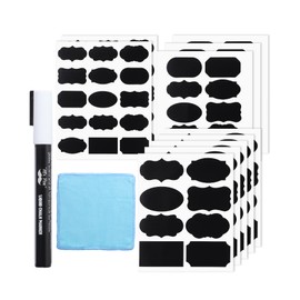 Mr. Pen- Chalkboard Labels, 100pc, Assorted Shapes, 1 White Chalk Marker and Small Towel, Label Stickers, Sticker Labels for Storage Bins