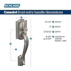 Schlage FE285 CAM 716 GEO Camelot Front Entry Handleset with Georgian Knob, Lower Half Grip, Aged Bronze