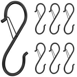 Strength Enemy 6 Pack Black Modern S Shaped Metal S Hooks 9cm 10kg Load Capacity Safety Buckle Powder Coated for Kitchen Bathroom Bedroom Garage Outdoor