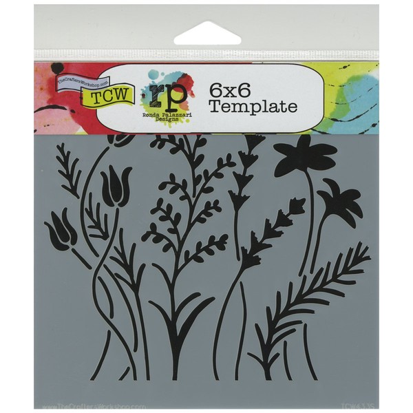 The Crafter's Workshop TCW6X6-433 6 x 6-Inch Wildflowers Stencil, Black/White