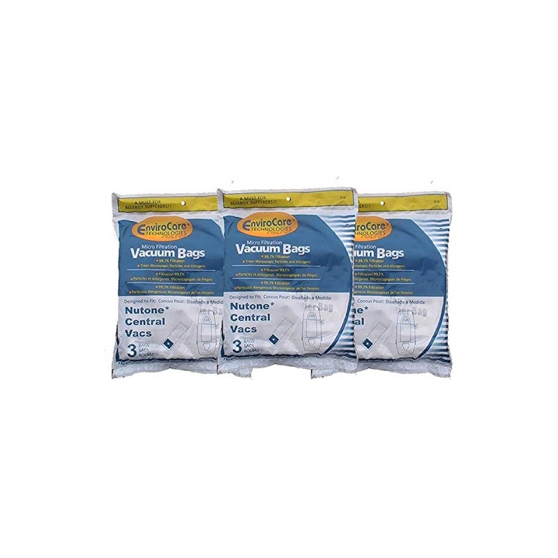 9 For Nutone Central Vacuum 391, 505 Micro-Lined Bags, 9