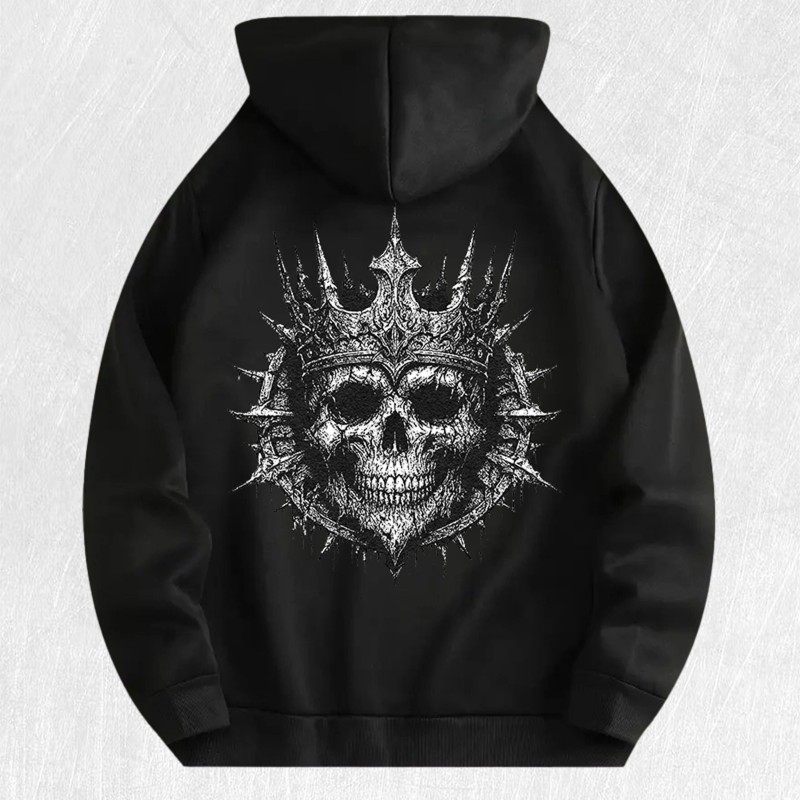 Crowned Skull Graphic Hoodie 100% Cotton US Warehouse 7 ColorsColor: