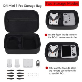 Storage Bag for DJI Mini 3-Newest Portable Mini 3 / Mini 3 Pro Drone Case Travel Handbag Carrying case Compatible with DJI Mini 3 / Mini 3 Pro, DJI RC/DJI RC-N1 Remote Controller and Accessories-Black