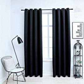 YITHOPI Blackout Curtains with Rings 2 pcs Black 54"x95" Fabric，Window Treatments Drapes for Living Room, Bedroom, for Yard, Patio, Villa, Parlor,