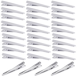 AvoDovA 100pcs Metal Crocodile Clips Hair, 45mm/1.7inch Alligator Hair Clips Silver Styling Hair Clips Single Prong Teeth DIY Non-slip Hair Barrette for Women Girls Hairdressing DIY Hair Bows Making